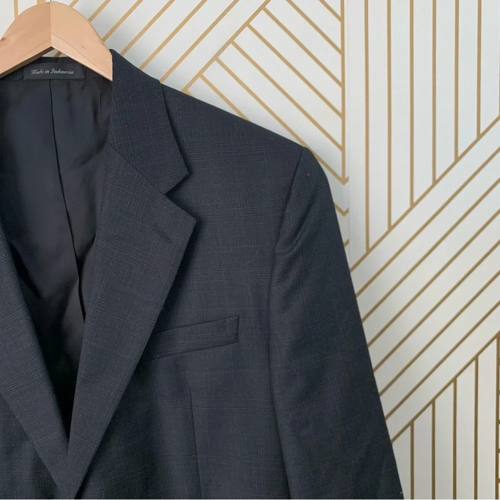 Izod 100% Wool Tweed Plaid blazer Sport Coat Jacket Classic Timeless gray 42R